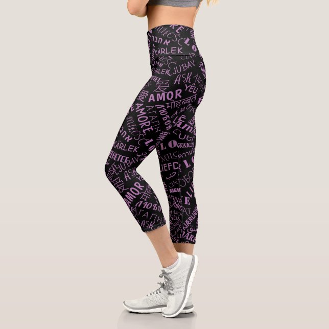 Love Text Black Leggings or Choose Colour (Left)