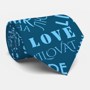Love Text Blue Neck Tie or Choose Colours