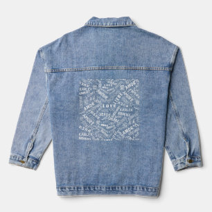 Love Text Denim Jacket Multilangual - Customisable