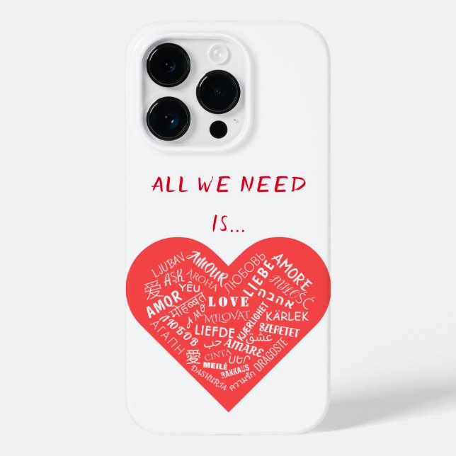 Love Text Heart Multilanguage iPhone Case (Back)