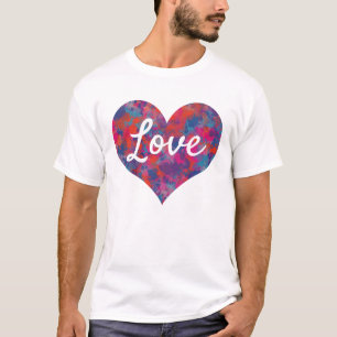 Love Text Heart Shape Colourful Drops Pattern T-Shirt