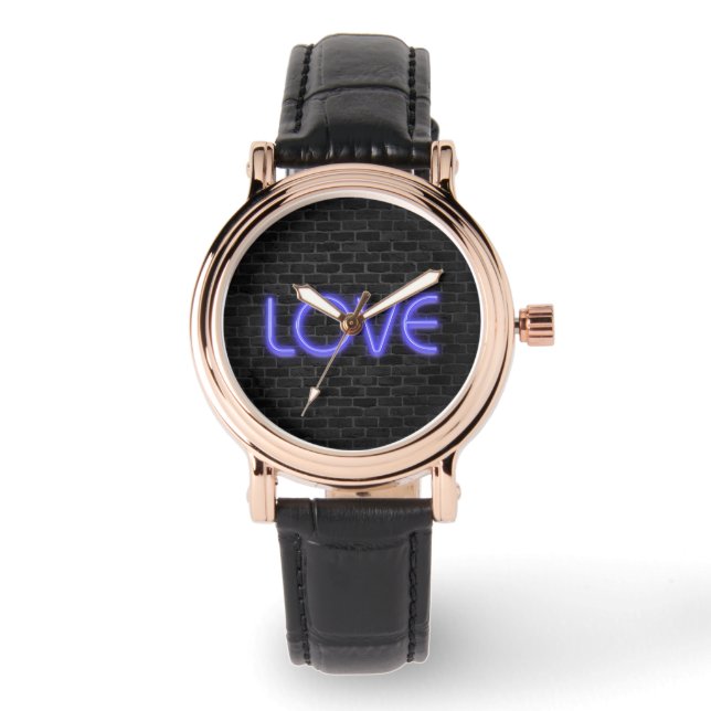 LOVE text in neon lighting on brick Watch (Front)