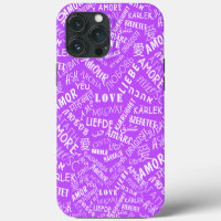 Love Text iPhone Case Multi Language Purple