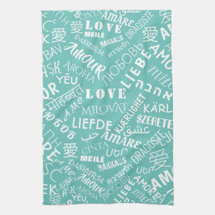 Love Text Kitchen Towel Multi Language
