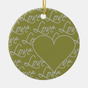 Love Text ornament, customise Ceramic Tree Decoration