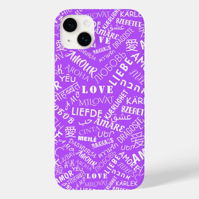 Love Text Purple iPhone Case - Choose Colours (Back)