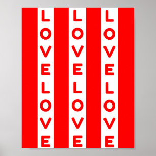 Love text red and white poster