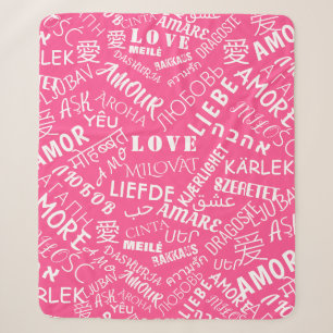 Love Text Sherpa Blanket pink - Choose Colours