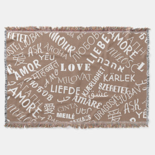 Love Text Throw Blanket Multi Language Word