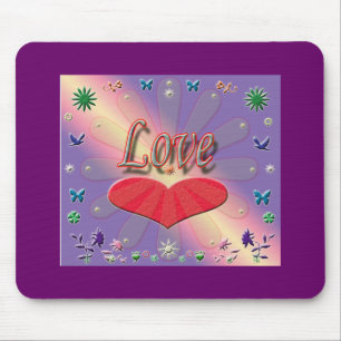 Love text /with heart colourful graphic. Mousepad
