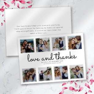 Love & Thanks 8 Square Photo Collage Wedding Thank You Card