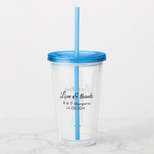 Love & thanks add couple name wedding add date yea acrylic tumbler