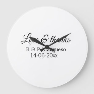 Love & thanks add couple name wedding add date yea large clock
