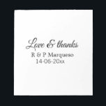 Love & thanks add couple name wedding add date yea notepad<br><div class="desc">For lovers like us</div>