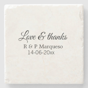 Love & thanks add couple name wedding add date yea stone coaster