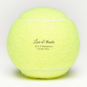 Love & thanks add couple name wedding add date yea tennis balls