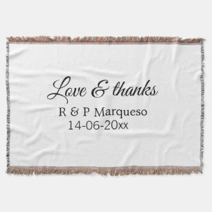 Love & thanks add couple name wedding add date yea throw blanket