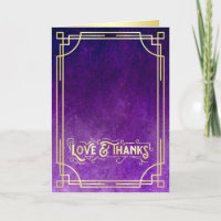 Love & Thanks Art Deco Gold Purple Add Your Photo
