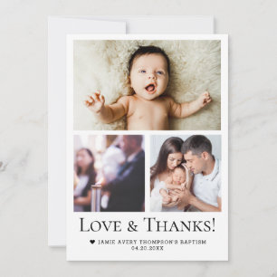 Love & Thanks Baby Baptism Photo Collage Grid Thank You Card