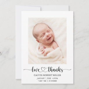 Love Thanks Baby Birth Announcement Photo Card