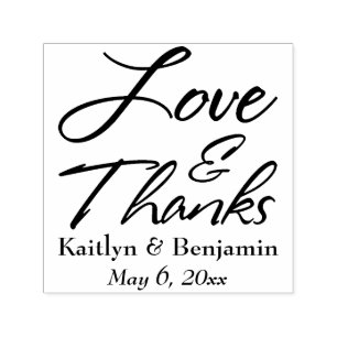 Love & Thanks Beautiful Script w/ Your Details Self-inking Stamp