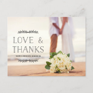 Love & Thanks Black Overlay Photo Thank You Postcard