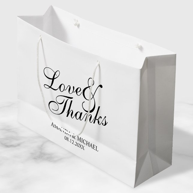 'Love & Thanks' Black & White Wedding Favour Large Gift Bag (Creator Uploaded)