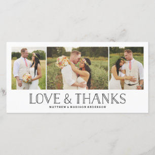 Love & Thanks Boho   Wedding Thank You Photo Card