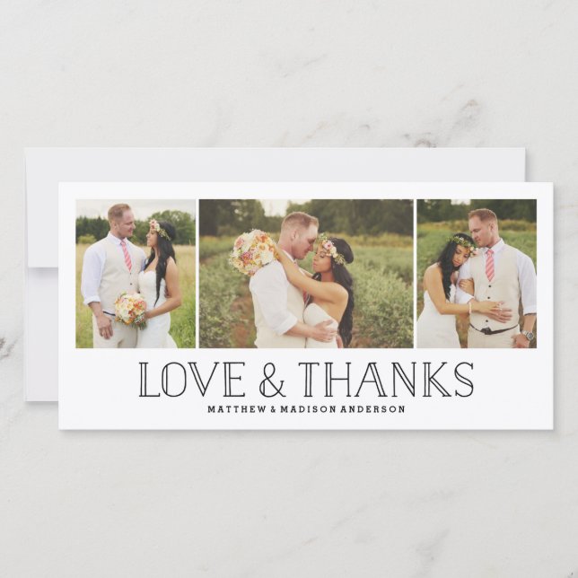 Love & Thanks Boho | Wedding Thank You Photo Card (Front)