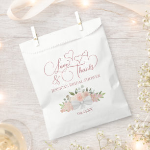 Love & Thanks Bouquet of Pink Roses Bridal Shower Favour Bag