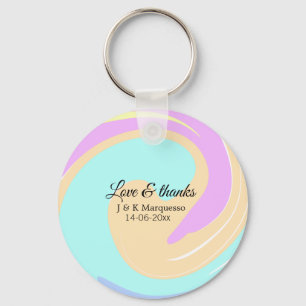 Love & thanks colourful marble wedding name key ring