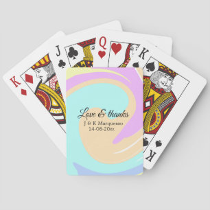 Love & thanks colourful marble wedding name playing cards