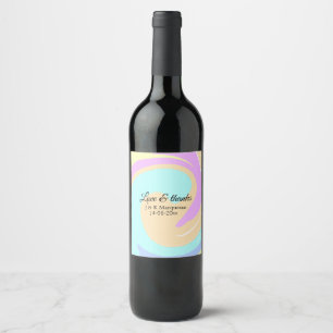 Love & thanks colourful marble wedding name wine label