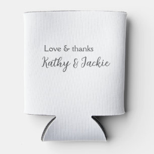 Love & thanks couple name wedding simple minimal  can cooler