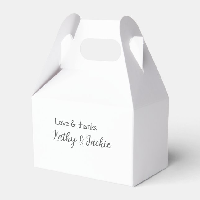Love & thanks couple name wedding simple minimal  favour box (Front Side)