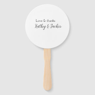 Love & thanks couple name wedding simple minimal hand fan