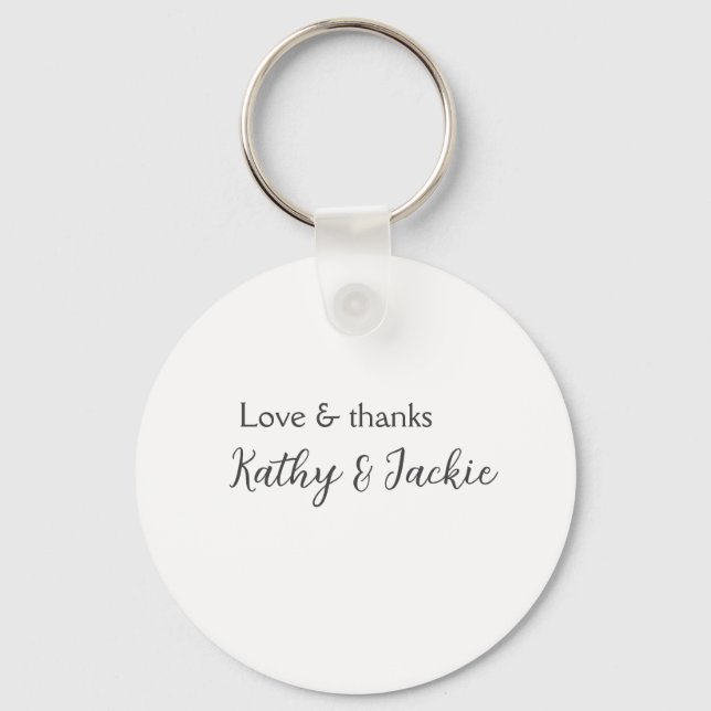 Love & thanks couple name wedding simple minimal  key ring (Front)