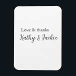 Love & thanks couple name wedding simple minimal  magnet<br><div class="desc">girly design</div>