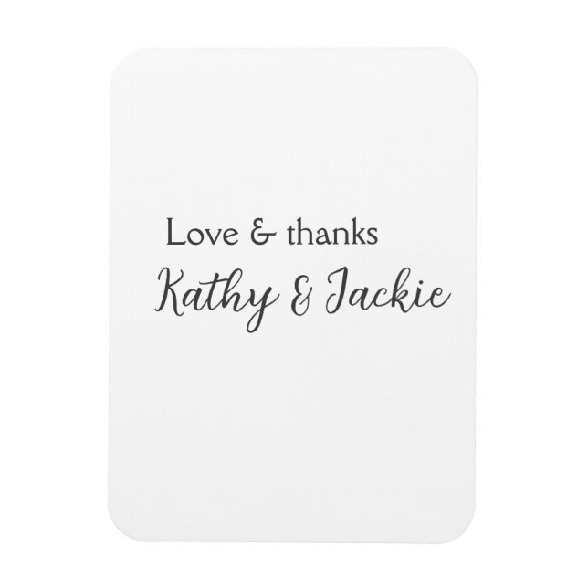 Love & thanks couple name wedding simple minimal  magnet (Vertical)