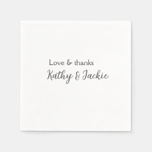 Love & thanks couple name wedding simple minimal  napkin