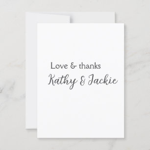 Love & thanks couple name wedding simple minimal  postcard