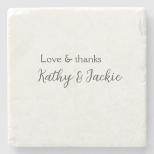 Love & thanks couple name wedding simple minimal  stone coaster
