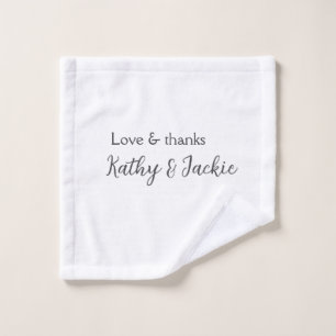 Love & thanks couple name wedding simple minimal wash cloth