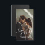 'Love & Thanks' Custom Photo Wedding Favor<br><div class="desc">A stylish and elegant wedding favor design with the words "Love & Thanks" in a beautiful white script font. It includes space for a custom photo,  names,  and the wedding date in a modern white font. A perfect way to add a personal touch to your special day!</div>