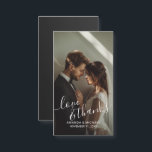 'Love & Thanks' Custom Photo Wedding Favor<br><div class="desc">A stylish and elegant wedding favor design with the words "Love & Thanks" in a beautiful white script font. It includes space for a custom photo,  names,  and the wedding date in a modern white font. A perfect way to add a personal touch to your special day!</div>