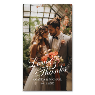 'Love & Thanks' Custom Photo Wedding Favor Magnetic Business Card