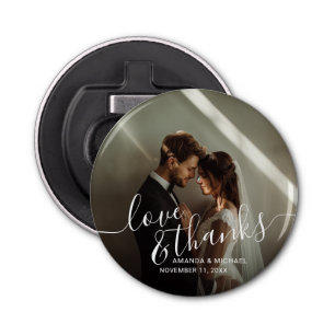 'Love & Thanks' Custom Photo Wedding Favour Bottle Opener