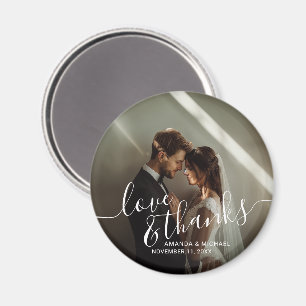 'Love & Thanks' Custom Photo Wedding Favour Magnet