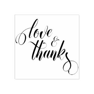 Love & Thanks Elaborate Script Typography Rubber Stamp