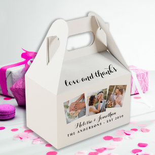 Love & Thanks Elegant 3 Photo Bride Groom Wedding Favour Box